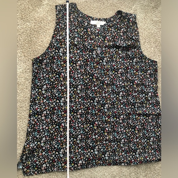 LOFT Mixed Media Split Neck Sleeveless Top - Picture 6 of 6